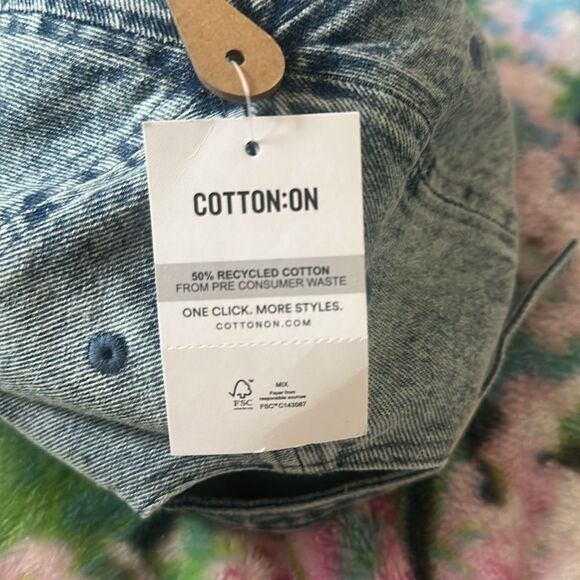 COTTON:ON Embroidered Sardines Vintage Blue Wash Denim Dad Cap - Picture 8 of 13